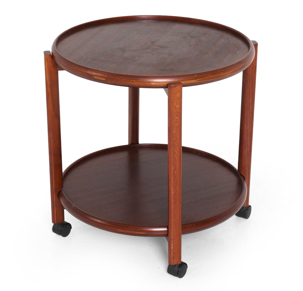 DANISH BEECH ROLLING TRAY TABLE C. 1970S (1 of 14)