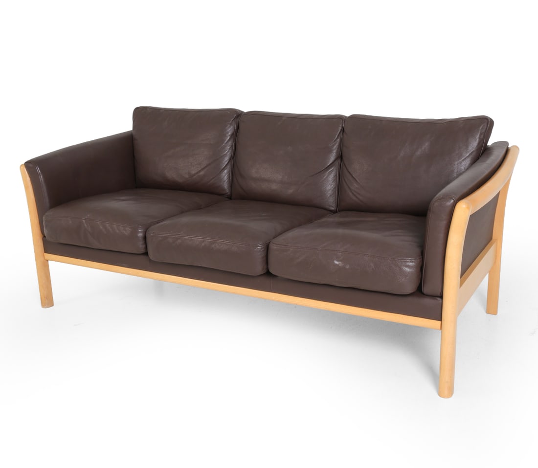 STYLE OF STOUBY DANISH LEATHER SOFA C. 1970S (1 of 16)
