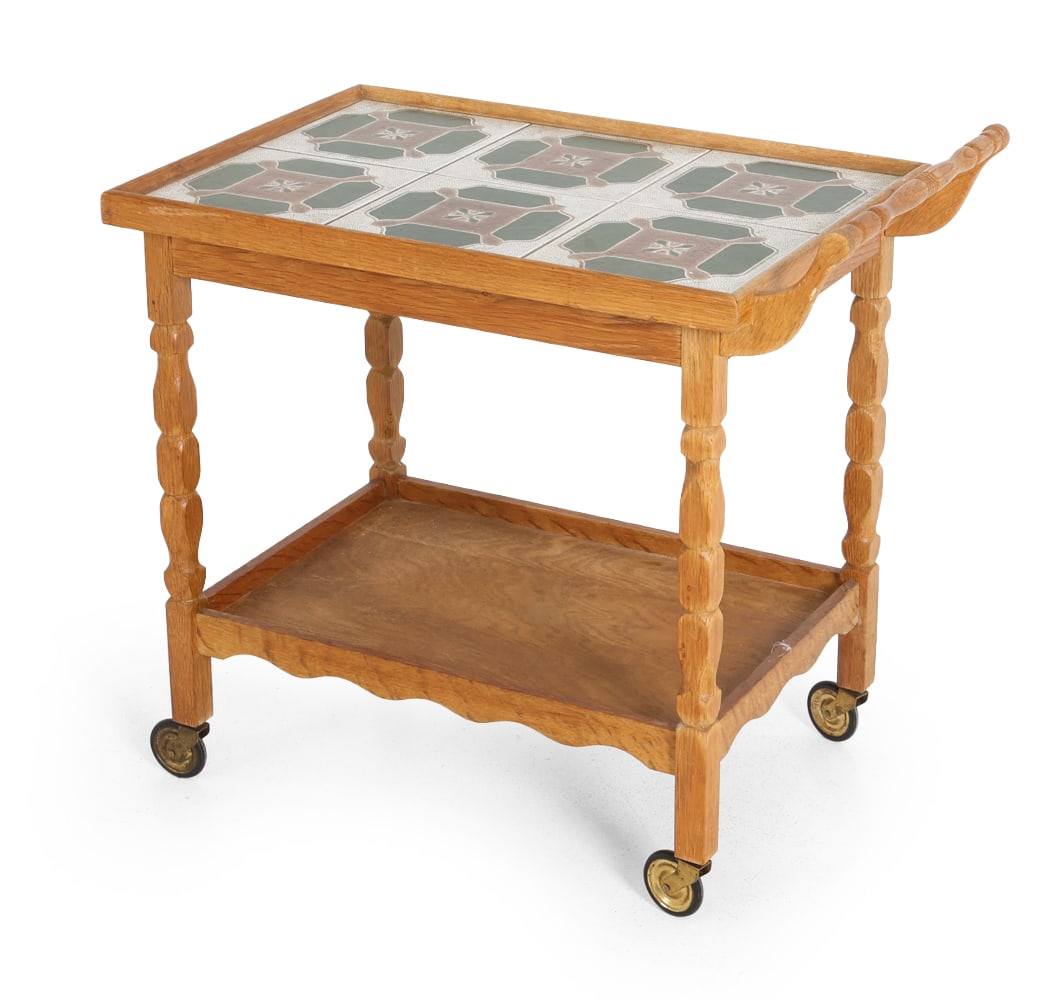 KJAERNULF STYLE DANISH OAK & TILE BAR CART 1970S (1 of 14)