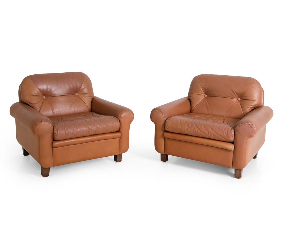 PAIR OF GEORG THAMS DANISH LEATHER LOUNGE CHAIRS (1 of 16)