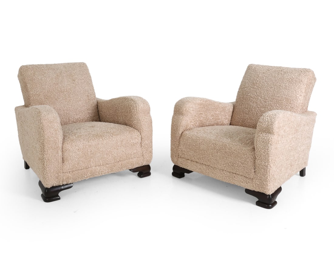 PAIR OF DANISH DECO STYLE BOUCLE LOUNGE CHAIRS (1 of 16)