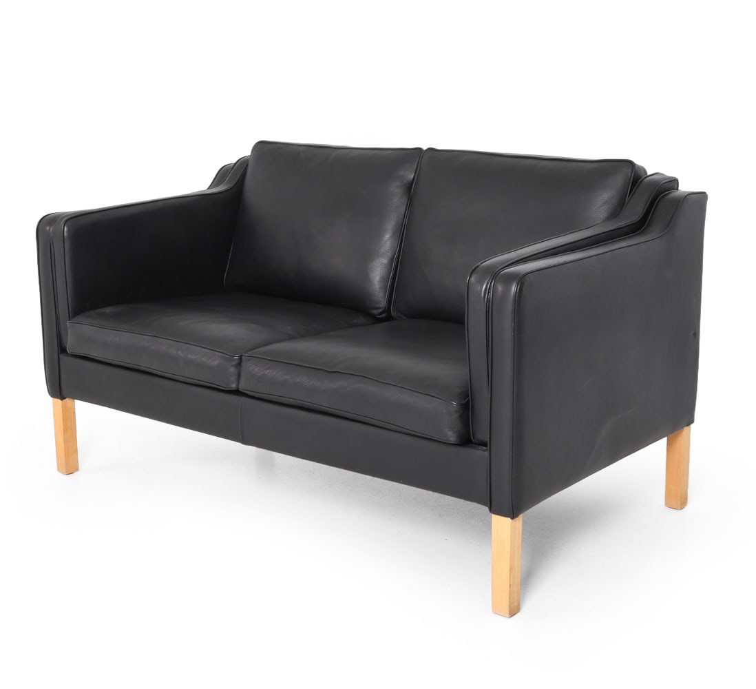 STYLE OF MOGENSEN DANISH LEATHER LOVESEAT 1970S (1 of 18)