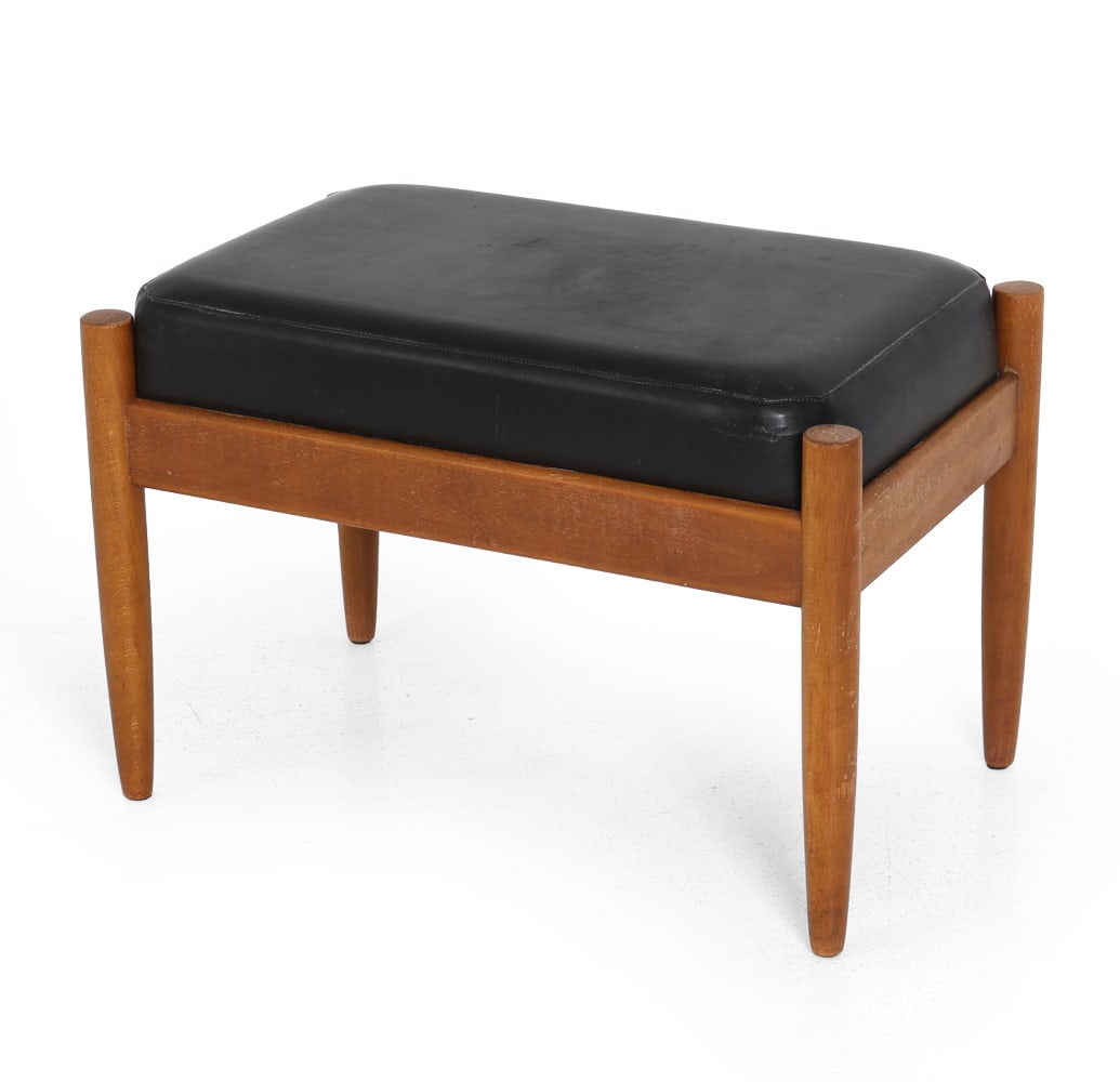 GRETE JALK STYLE DANISH TEAK & LEATHER OTTOMAN (1 of 12)