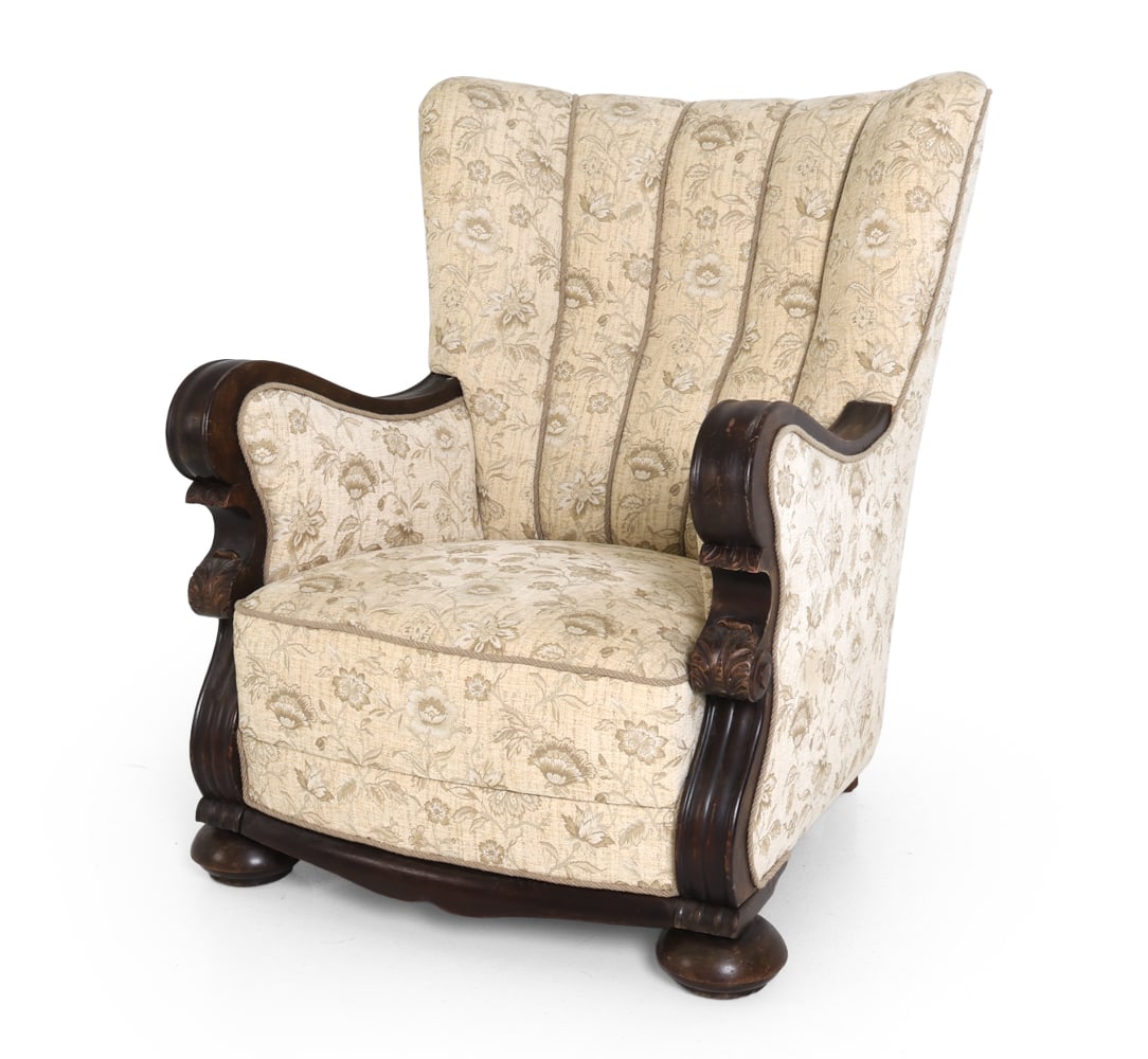 DECO STYLE SCANDINAVIAN OAK LOUNGE CHAIR C. 1940S (1 of 19)