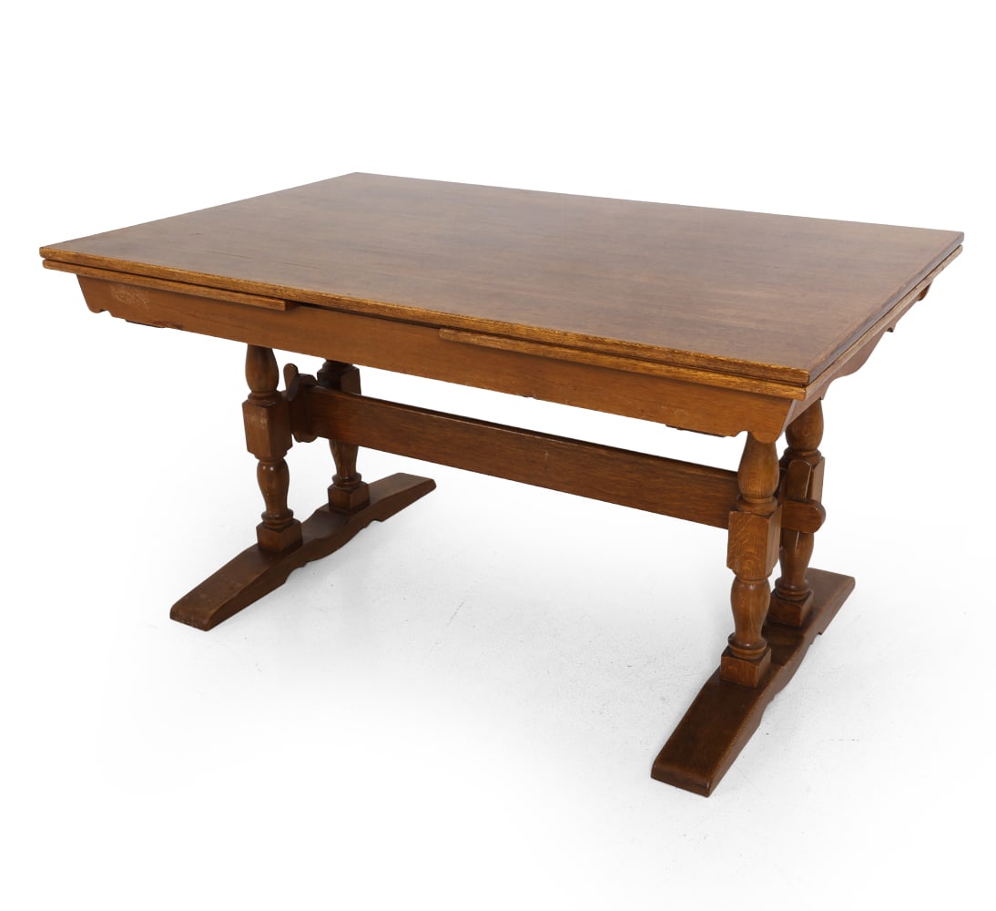 DANISH OAK REFECTORY STYLE EXTENDING DINING TABLE (1 of 19)