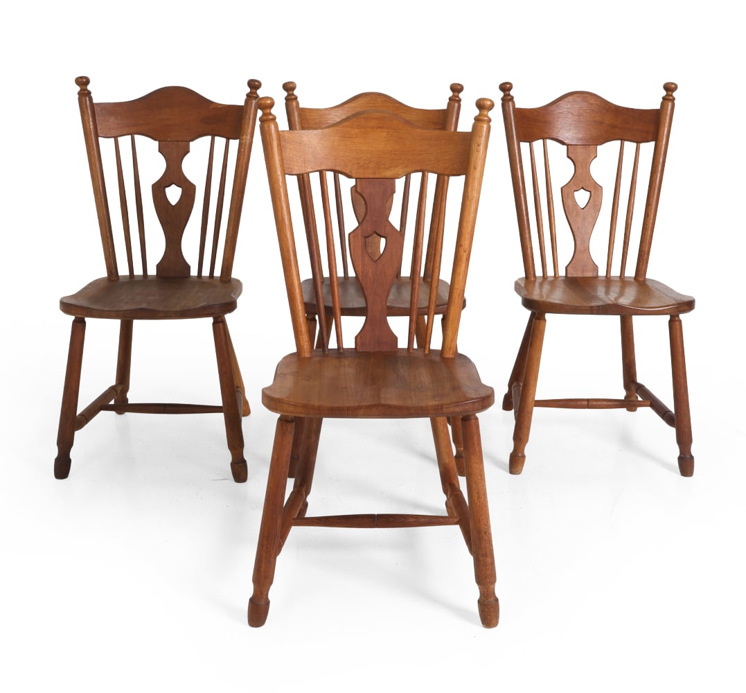 COLONIAL STYLE SCANDINAVIAN OAK DINING CHAIRS (1 of 14)