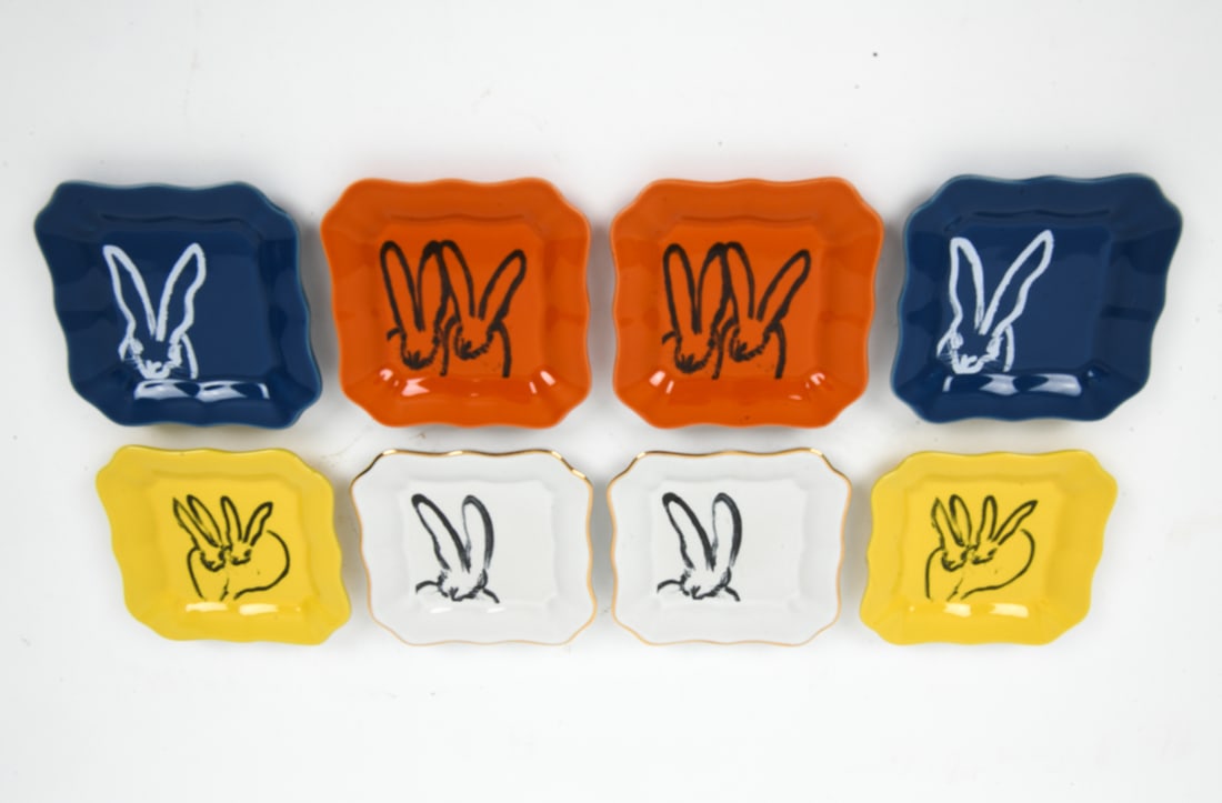 HUNT SLONEM PORCELAIN BUNNY PLATES - 2
