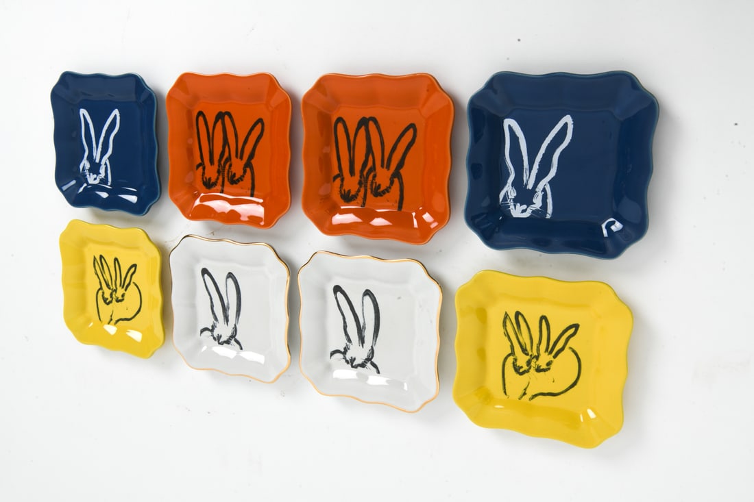 HUNT SLONEM PORCELAIN BUNNY PLATES - 3