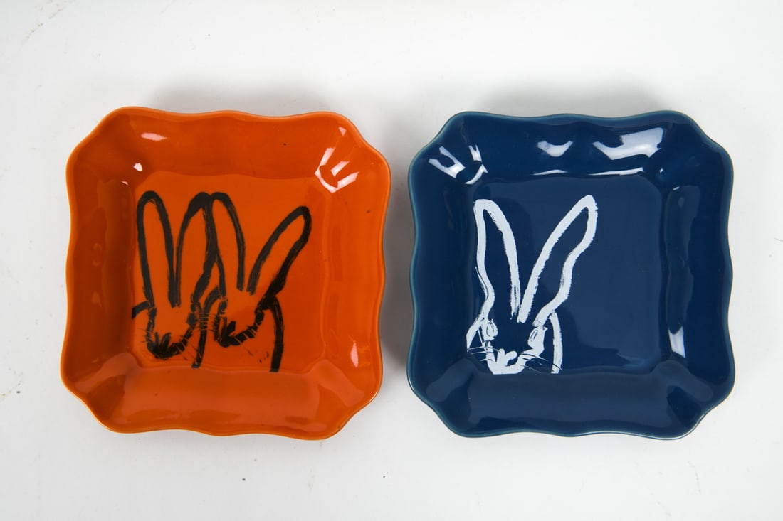 HUNT SLONEM PORCELAIN BUNNY PLATES - 4