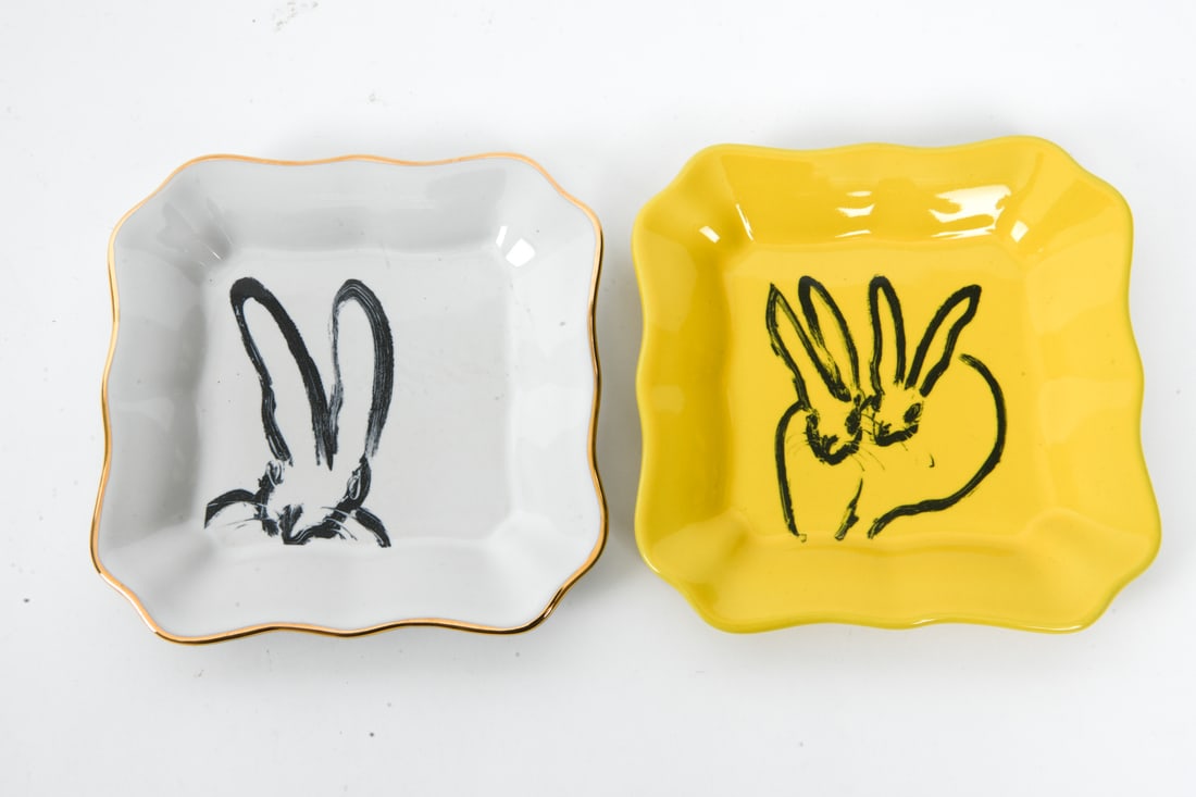 HUNT SLONEM PORCELAIN BUNNY PLATES - 6