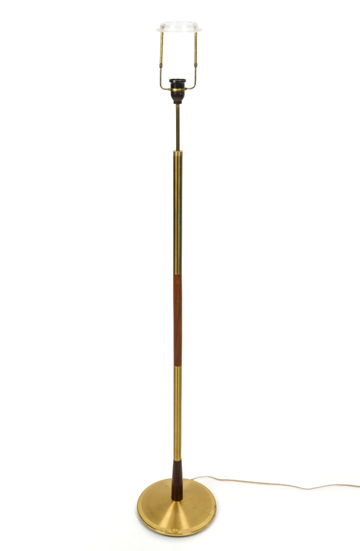 LAONI BELYSNING SWEDISH FLOOR LAMP C. 1960S: Adjustable height. Marked on underside. Dimensions: H 62" x Dia 10" Condition: Dents, Scratches, patina, wear consistent with age and use. Untested.