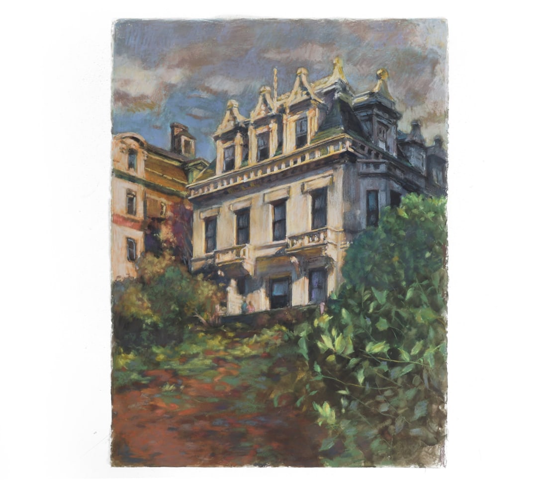 GANG QIAN (B. 1958) WATERCOLOR PASTEL: Apparently unsigned. Dimensions: H 30" x W 23" Condition: Fraying to edges