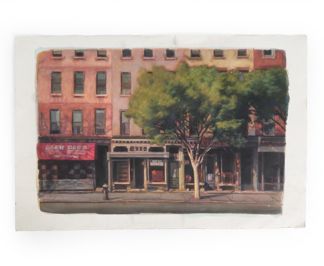 GANG QIAN (B. 1958) WATERCOLOR PASTEL: Apparently unsigned. Dimensions: H 26.5" x W 40" Condition: Fraying to edges.
