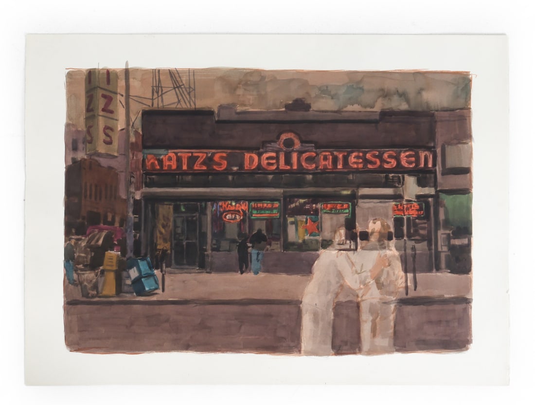 GANG QIAN (B. 1958) WATERCOLOR KATZ'S NYC (1 of 9)