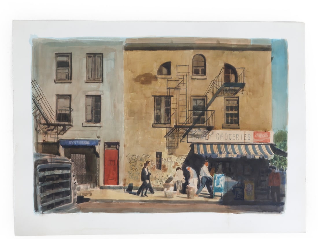 GANG QIAN (B. 1958) WATERCOLOR: Apparently unsigned. Dimensions: H 34.5" x W 46.5" Condition: Fraying to edges.