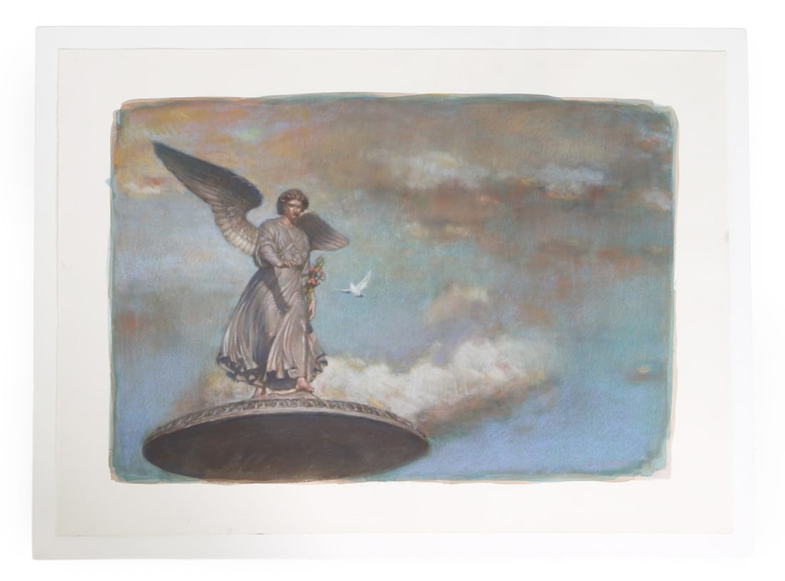 GANG QIAN (B. 1958) MIXED MEDIA PASTEL: Apparently unsigned. Dimensions: H 34.5" x W 46.5" Condition: Fraying to edges.