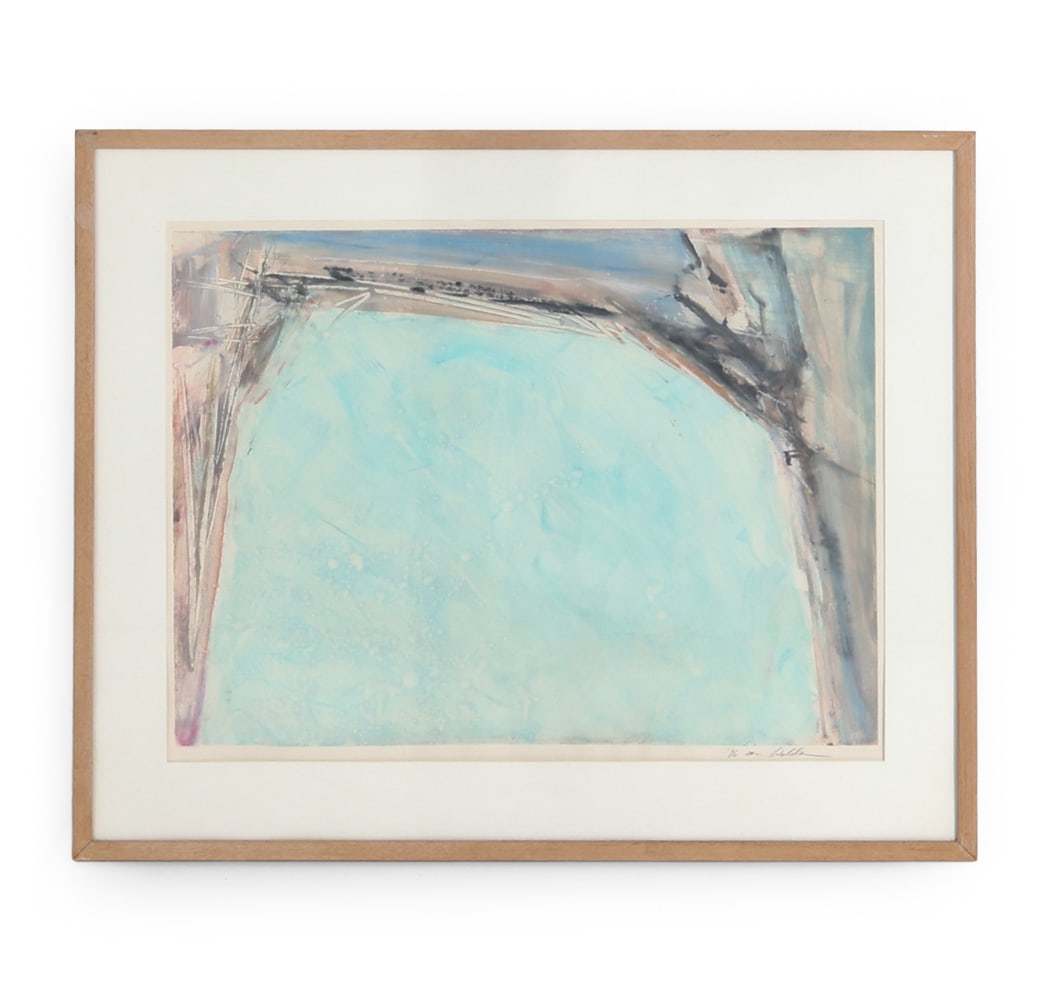 ABSTRACT PRINT: Indistinctly signed, dated '86 lower right. Dimensions: (Frame) H 28" x W 34" (Sight) H 20" x W 26.5"