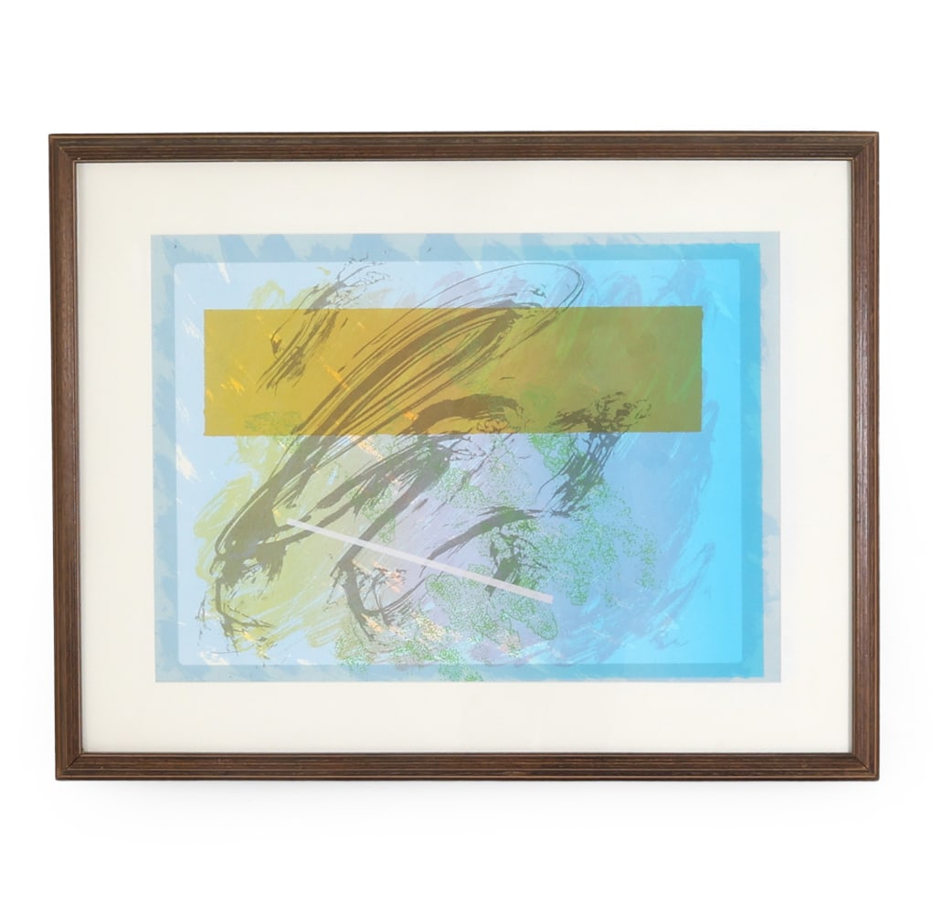 ABSTRACT LITHOGRAPH: Apparently unsigned. Dimensions: (Frame) H 29.5" x W 38" (Sight) H 20.5" x W 28.75"