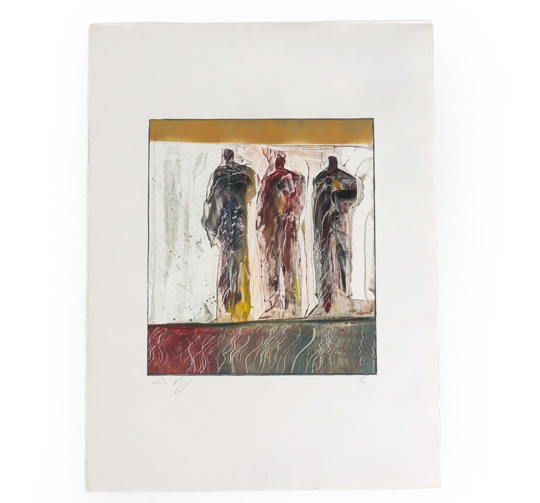 ABSTRACT LITHOGRAPH: Indistinctly signed, numbered 1/1 lower margin. Inscribed on verso "DV-96-3-3". Dimensions: H 30" x W 22.5" Condition: Wear consistent with age. Very light signs of handling.