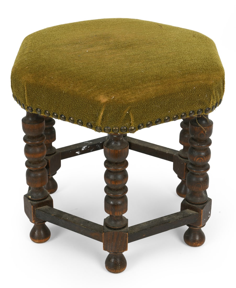 DANISH TURNED OAK STOOL C. 1960S (1 of 8)