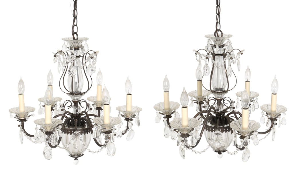 PAIR OF FRENCH STYLE GLASS CHANDELIERS (1 of 19)