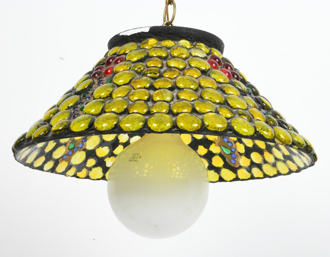 LEADED JEWELED GLASS PENDANT LAMP (1 of 11)
