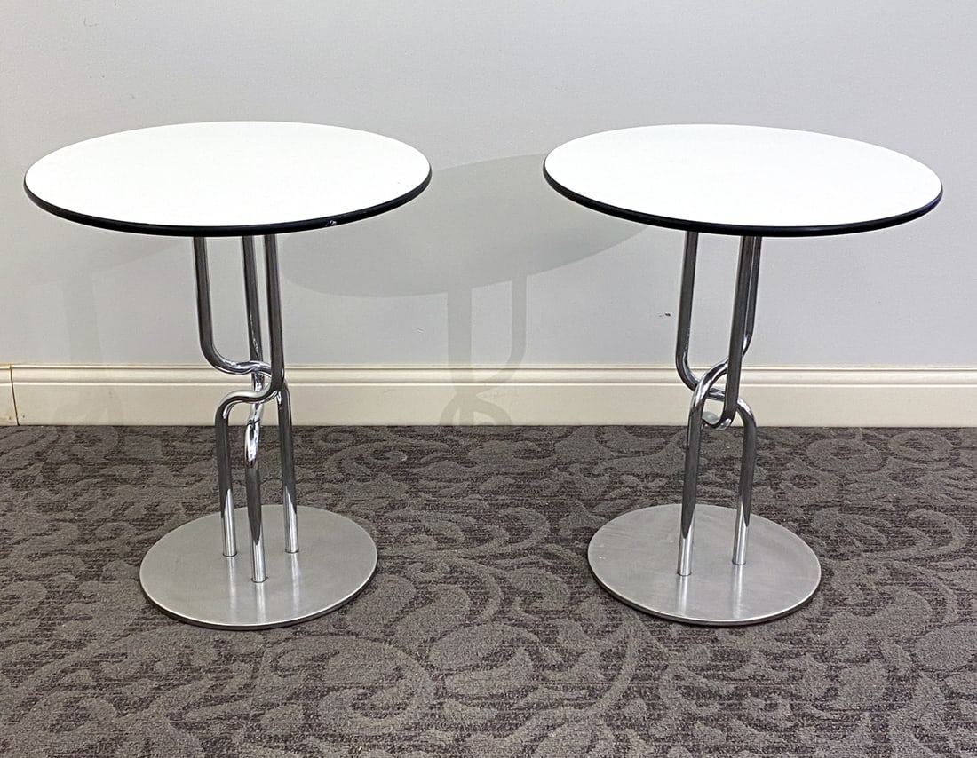 PAIR THYGESEN & SORENSEN BOTIUM CHROME SIDE TABLES (1 of 10)