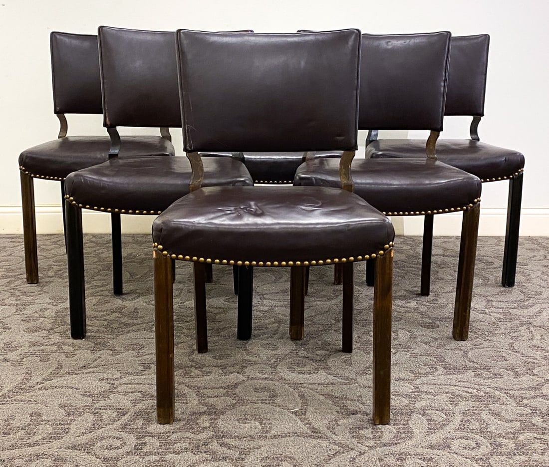 (6) KAARE KLINT STYLE DANISH LEATHER DINING CHAIRS (1 of 10)