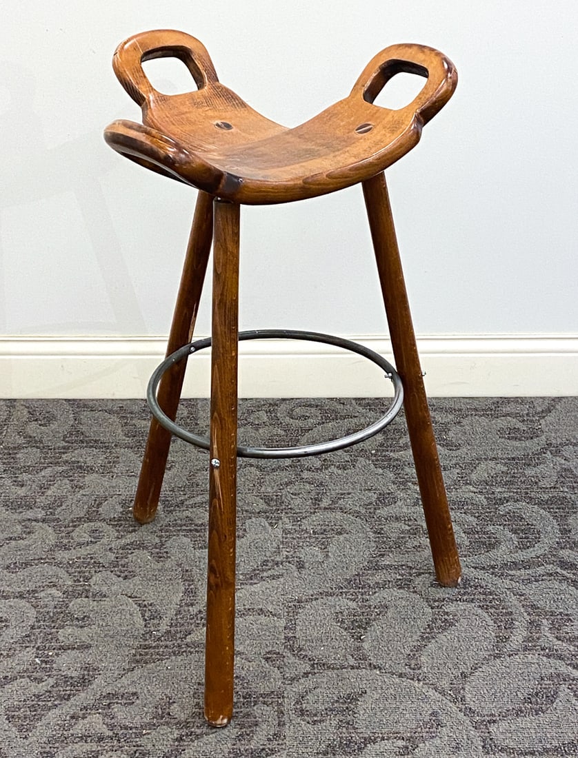 ATTR SERGIO RODRIGUES MARBELLA BRUTALIST OAK STOOL (1 of 10)