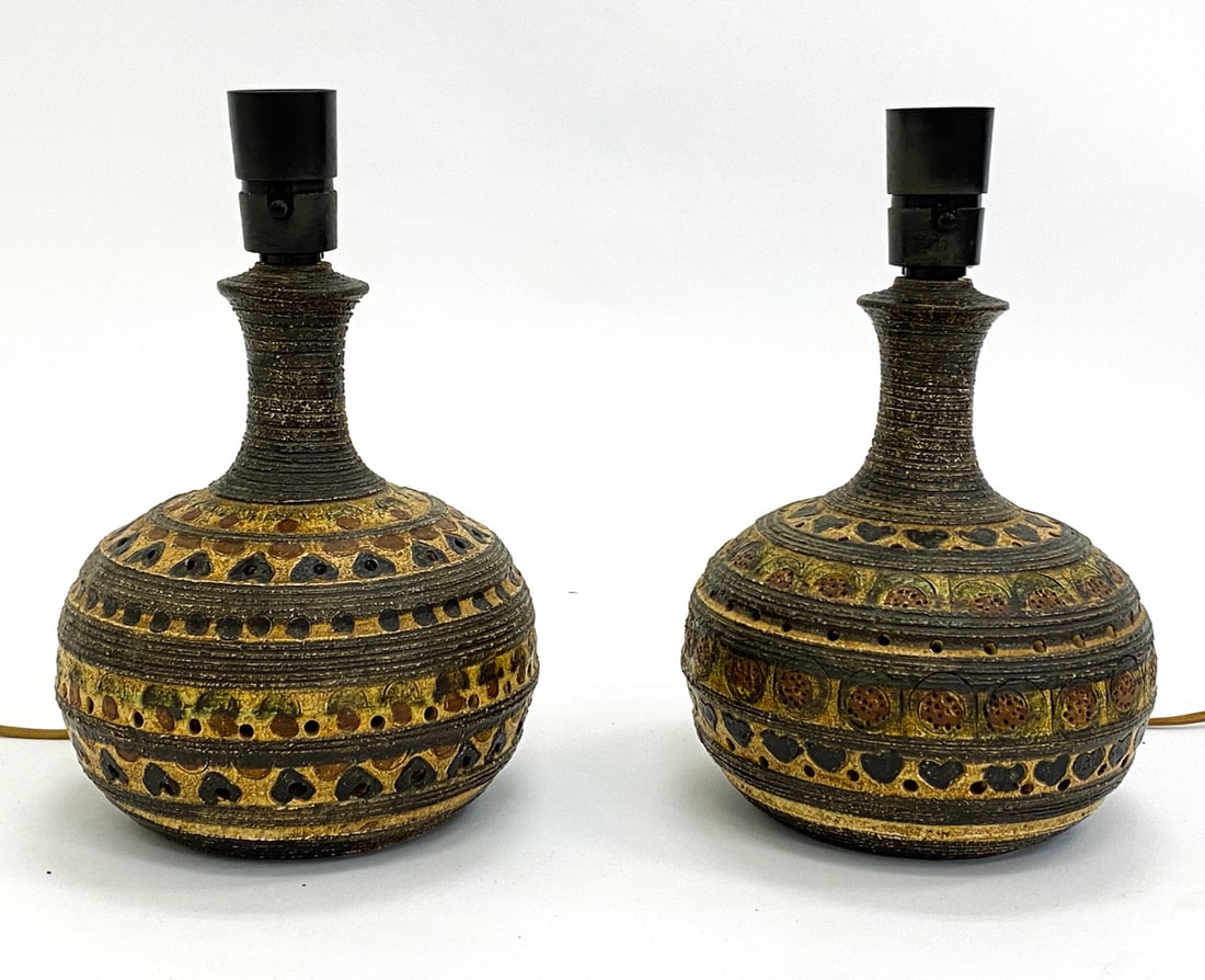 PAIR OF JETTE HELLEROE DANISH CERAMIC LAMPS 1970S (1 of 13)