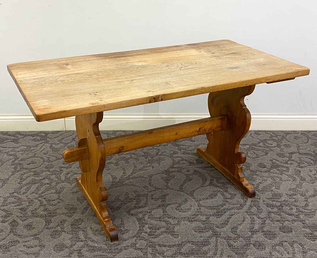 KJAERNULF STYLE DANISH OAK TRESTLE DINING TABLE (1 of 14)
