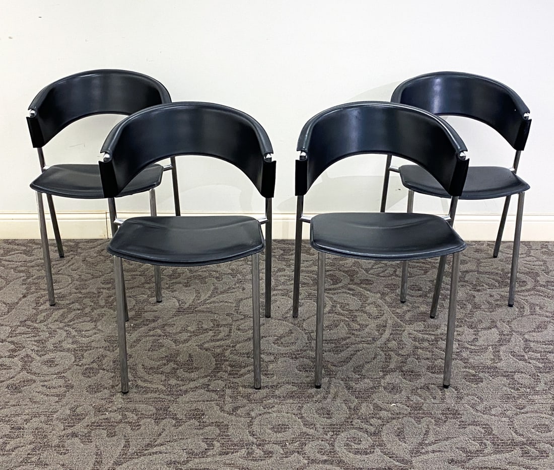 (4) CALLIGARIS ITALIAN LEATHER & CHROME CHAIRS (1 of 12)