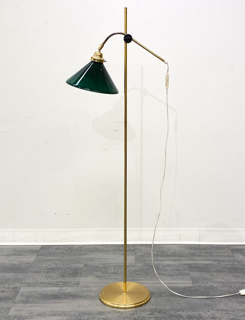 DANISH BRASS & GLASS FLOOR LAMP C. 1970S (1 of 14)