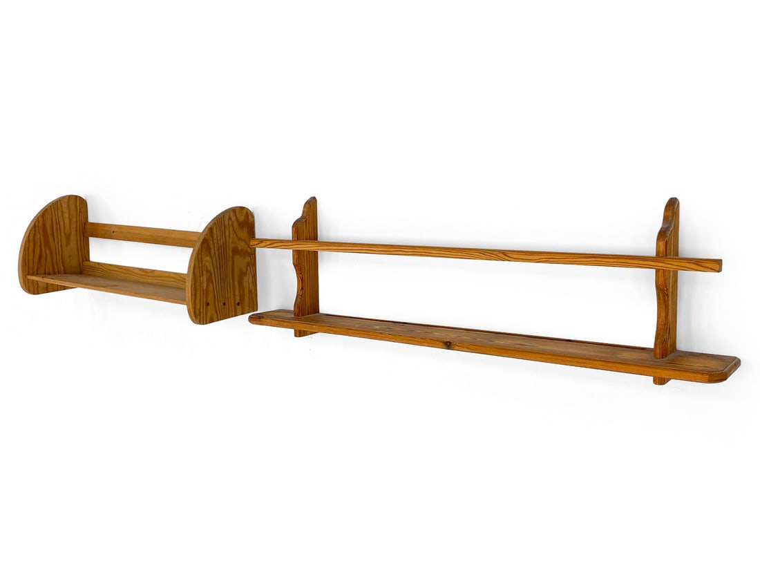 SWEDISH PINE FLOATING WALL SHELVES C. 1960S (1 of 11)