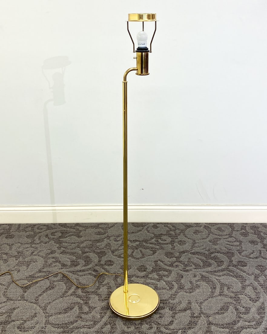 HOVIK VERK NORWEGIAN BRASS FLOOR LAMP C. 1970S: Labeled on underside. Dimensions: H 53.25" x Dia. 9.75" Condition: Not tested, Wear consistent with age and use.