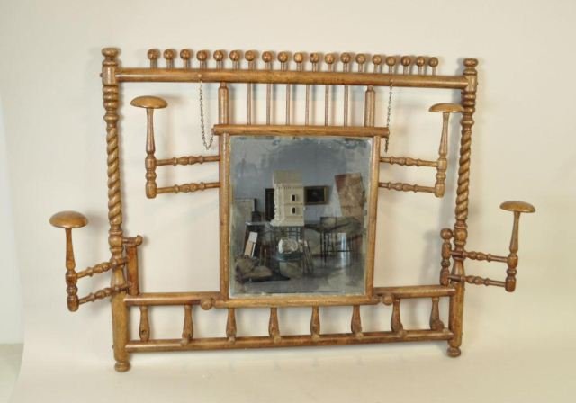 VICTORIAN STICK AND BALL HAT & COAT RACK: Victorian stick and ball coat/hat rack. Condition: Missing a few balls an sticks. Dimensions: H 28" X L 30"