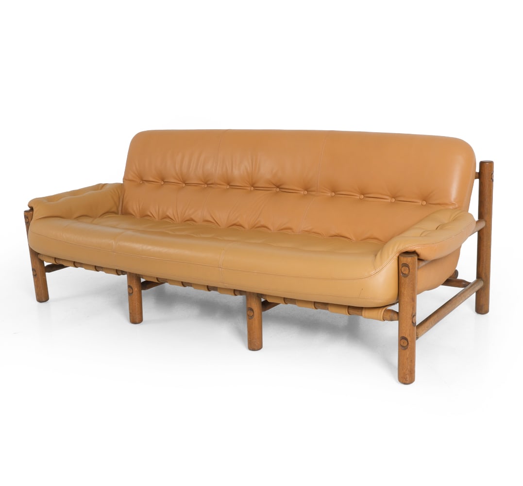 ARNE NORELL STYLE OAK & LEATHER SOFA C. 1960S (1 of 16)