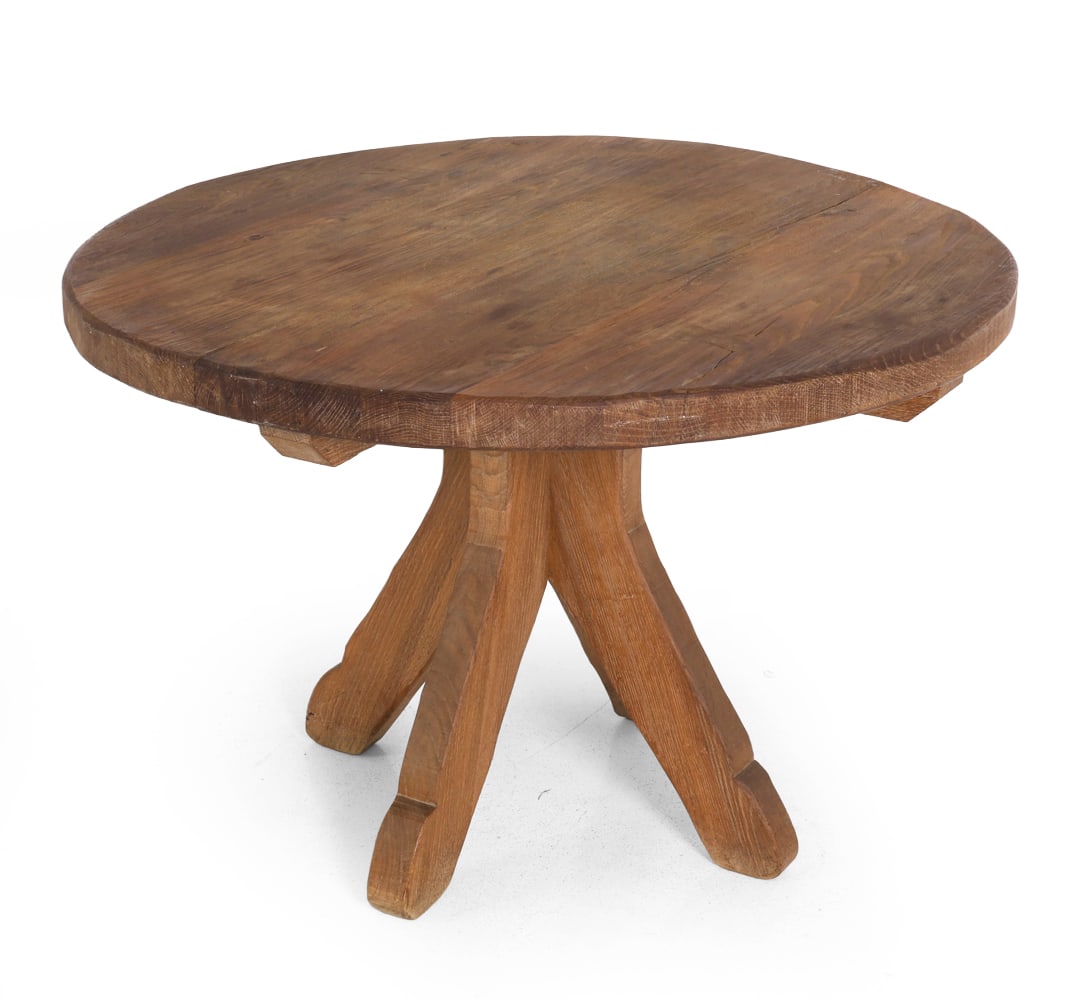 DE PUYDT BRUTALIST OAK DINING TABLE C. 1970S (1 of 15)