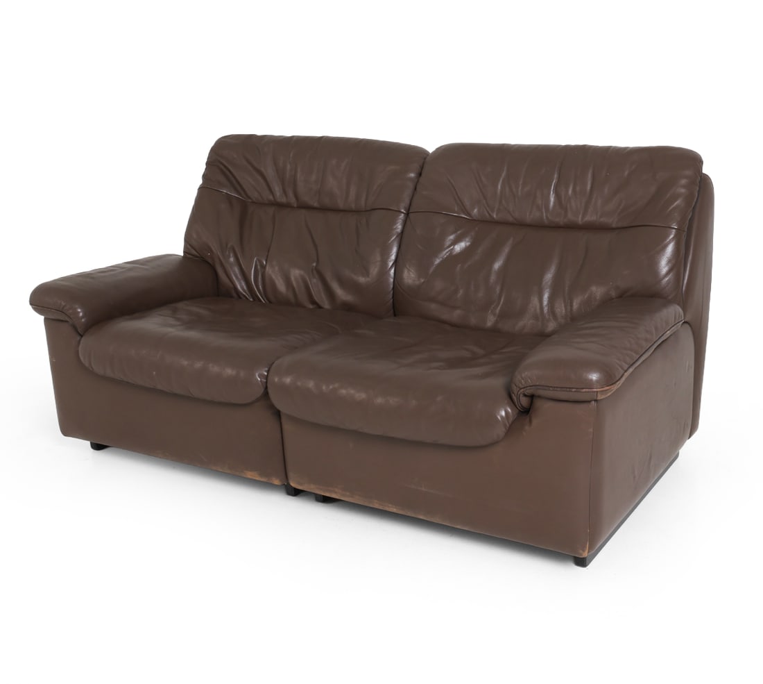 DE SEDE DS-66 SWISS LEATHER LOVESEAT SOFA C. 1970S (1 of 17)