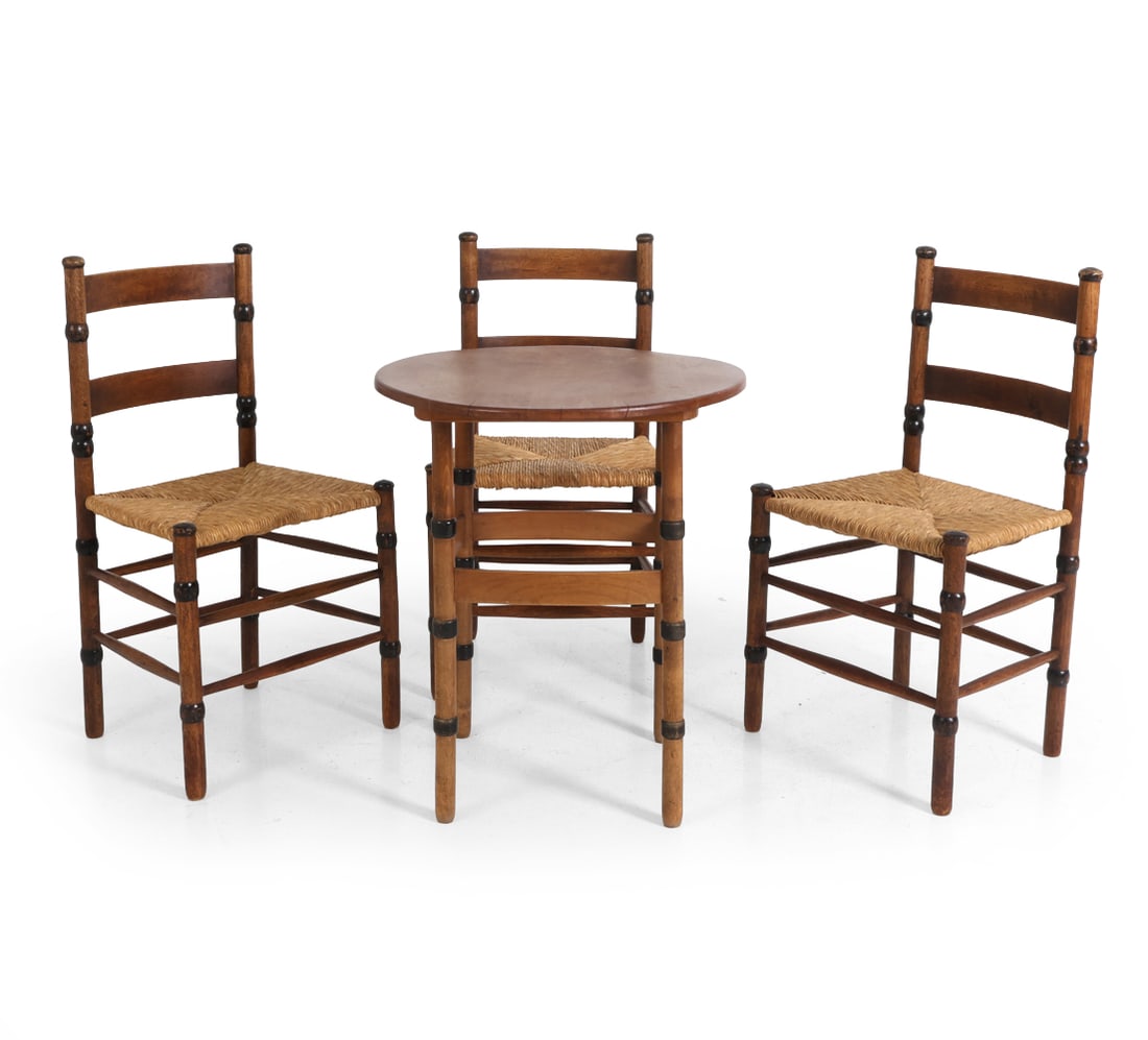 (3) DUTCH ART DECO OAK CHAIRS & TABLE C. 1930S (1 of 16)