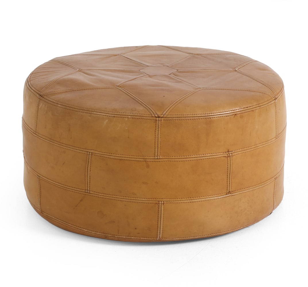 DE SEDE STYLE SWISS LEATHER OTTOMAN C. 1970S (1 of 10)