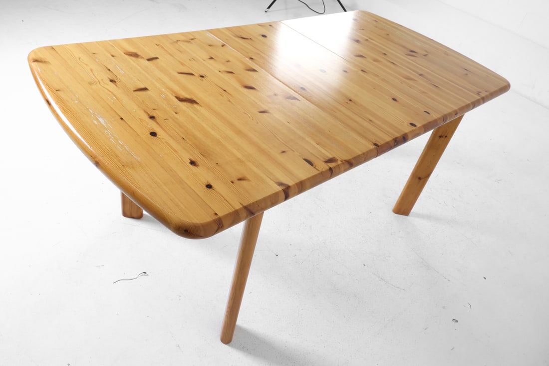 DAUMILLER STYLE PINE EXTENDING DINING TABLE 1970S - 11