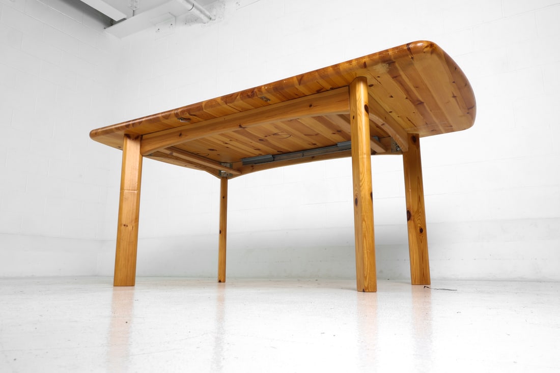 DAUMILLER STYLE PINE EXTENDING DINING TABLE 1970S - 13