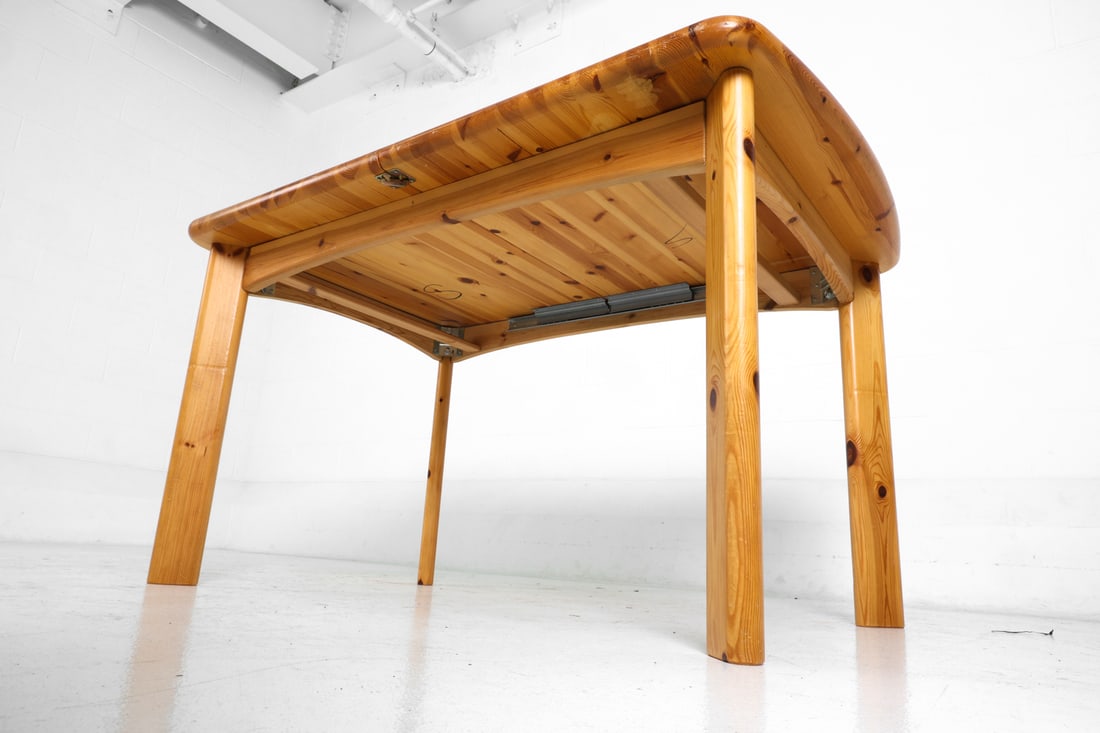 DAUMILLER STYLE PINE EXTENDING DINING TABLE 1970S - 18