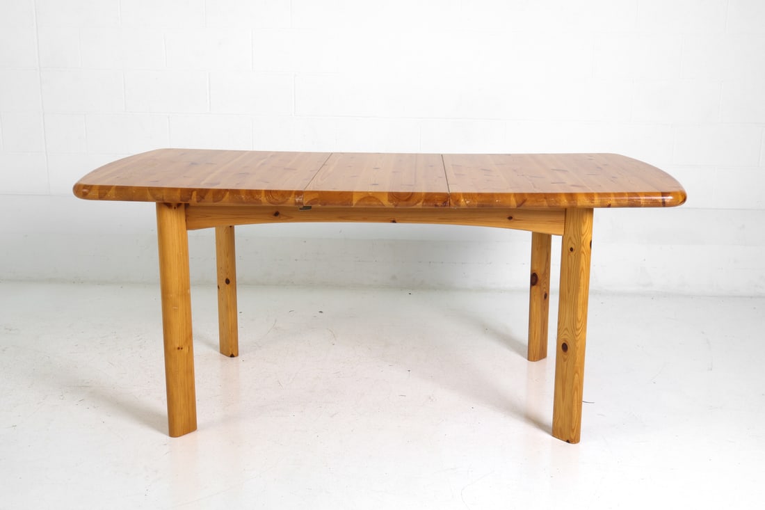 DAUMILLER STYLE PINE EXTENDING DINING TABLE 1970S - 4