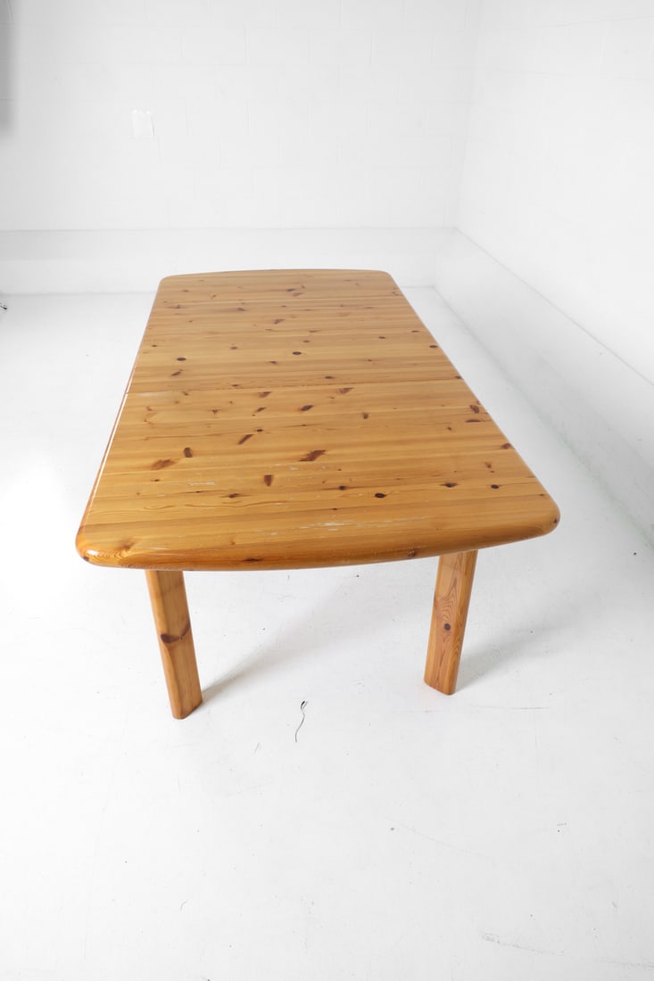 DAUMILLER STYLE PINE EXTENDING DINING TABLE 1970S - 6