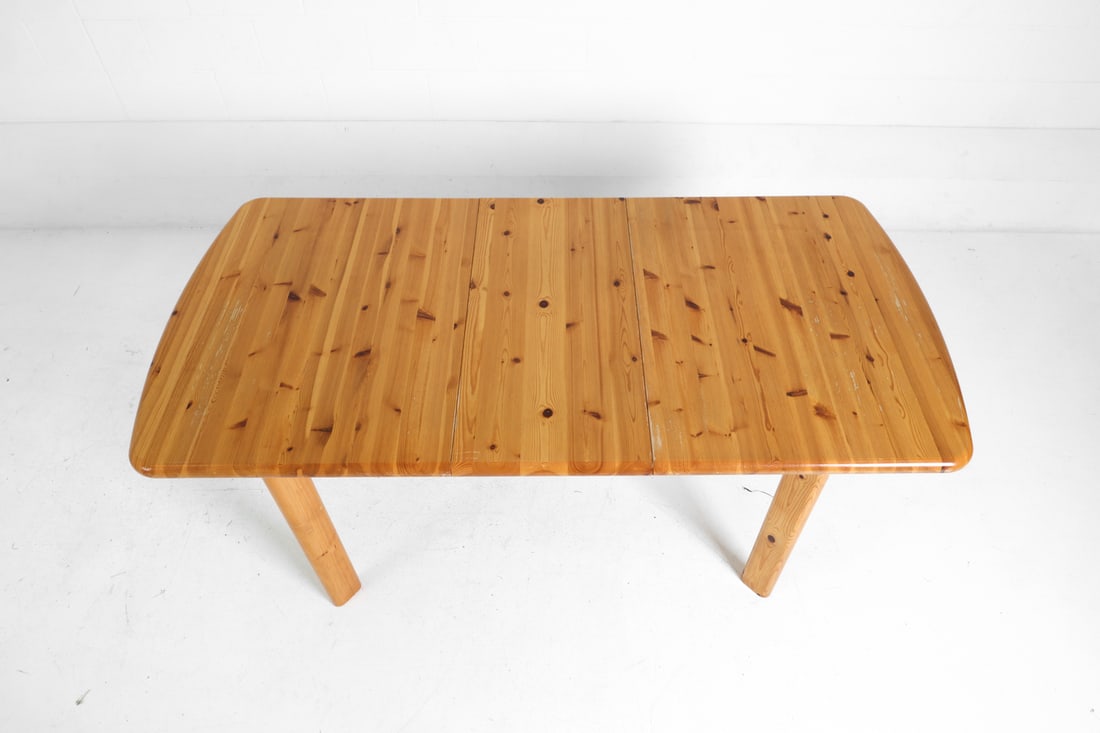 DAUMILLER STYLE PINE EXTENDING DINING TABLE 1970S - 7