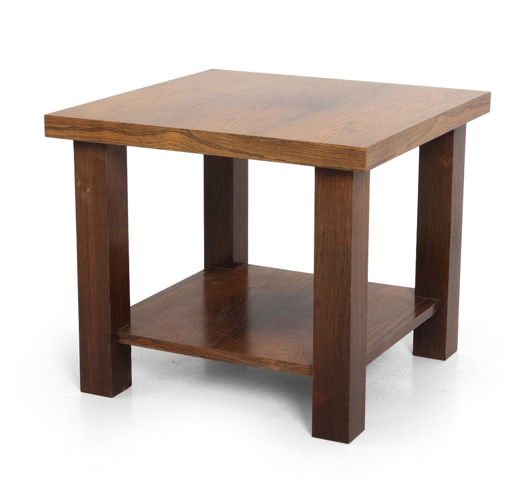 DUTCH ROSEWOOD COFFEE TABLE C. 1940S: Netherlands, circa 1940s. Dimensions: H 21.25" x W 23.5" x D 23.5" Condition: Wear consistent with age and use. Minor scuffs, nicks to legs. PT100