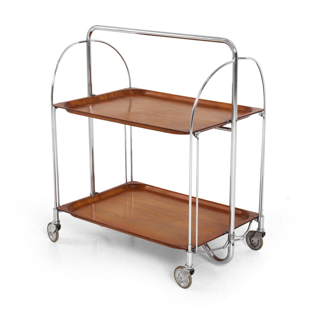 BREMSHEY "DINETTE" TEAK & CHROME FOLDING BAR CART (1 of 12)