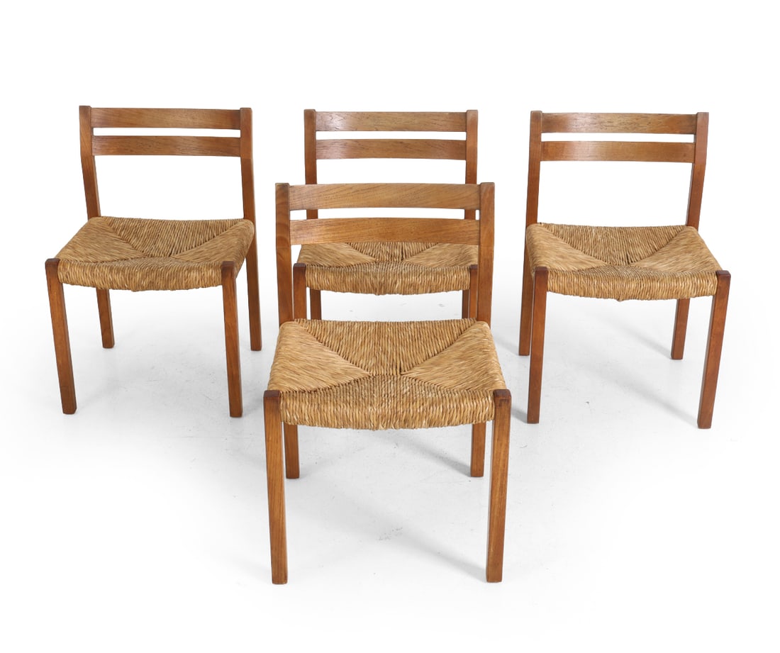 ATTR. NIELS MOLLER DANISH OAK & RUSH DINING CHAIRS (1 of 14)